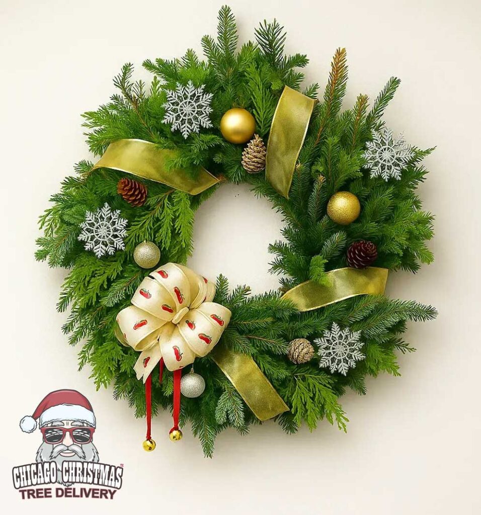 Gold Wreath with Christmas Truck Bow